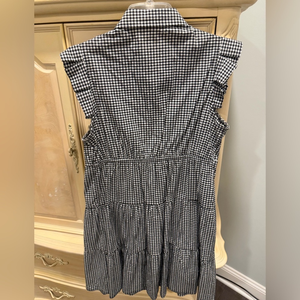 Monteau Black and White Gingham Tiered Button-Front Midi Dress - Picture 3 of 3